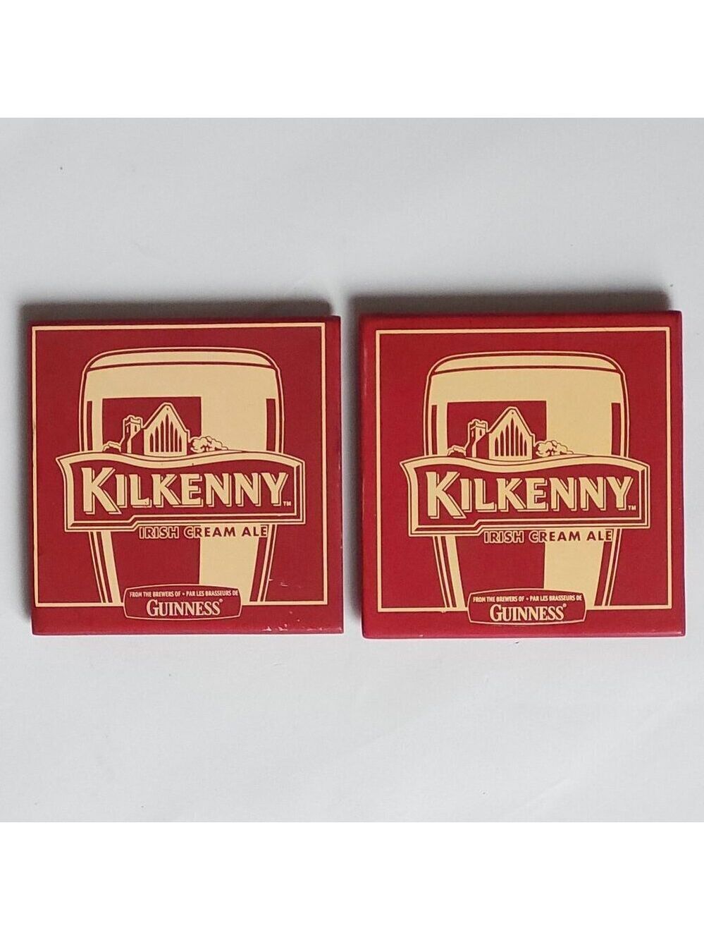 KILKENNY Irish Cream Ale Coasters Pair CERAMIC x 2 Lot PAIR From GUINNESS